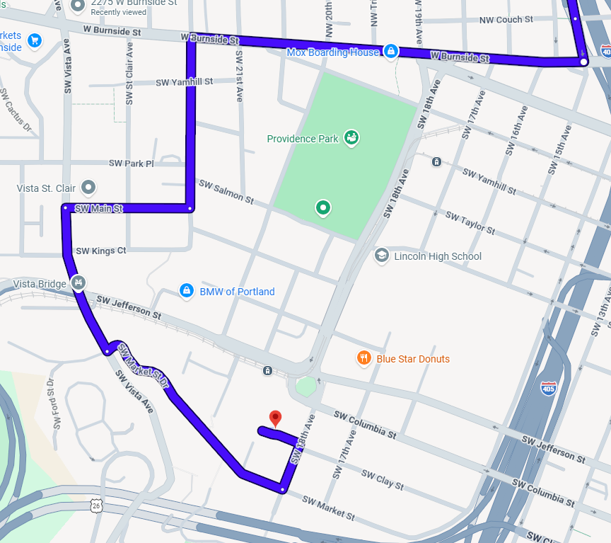 Map to get to concert from the East