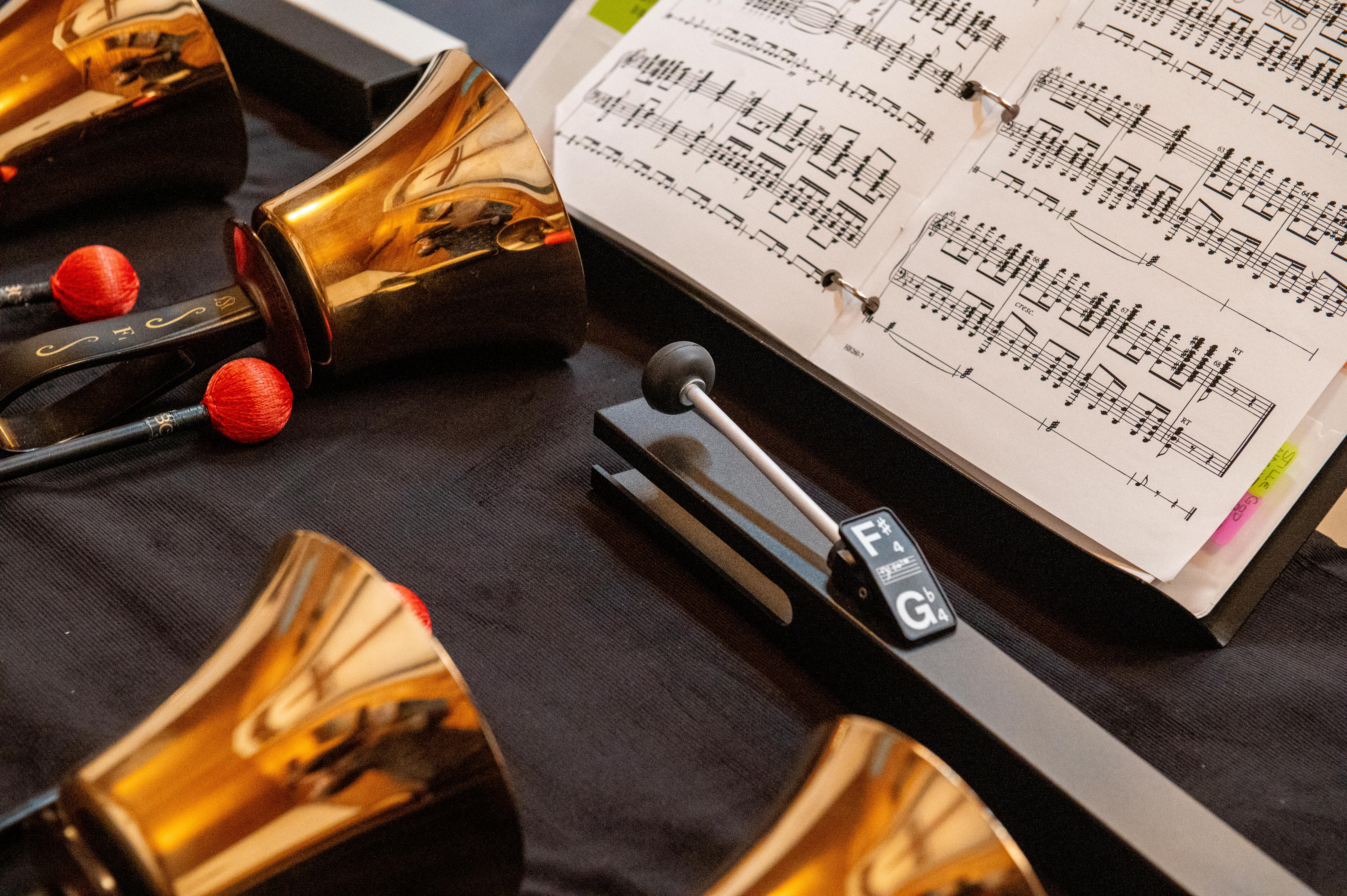 handbells, chimes, music